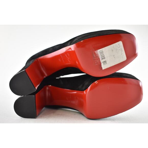 Christian Louboutin Protorlato 110 Black Suede Platform Block Heel Ankle Boot 37 - Picture 14 of 14